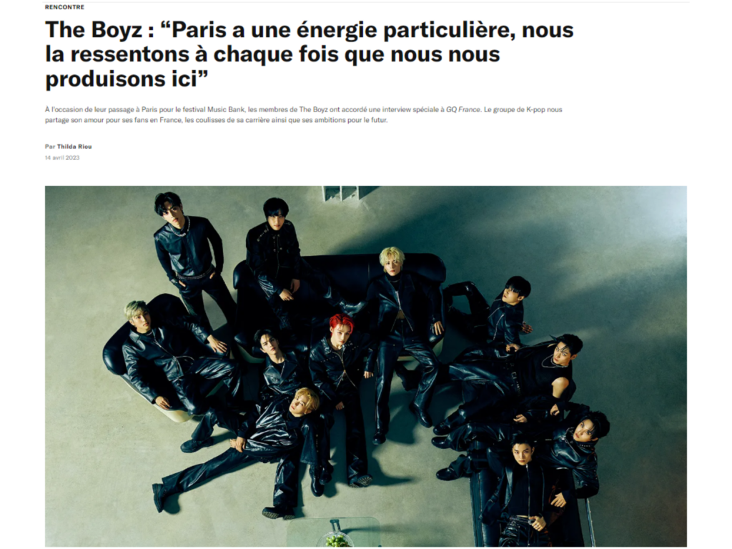 Extrait d'un article d'interview du groupe de K-pop de The Boyz